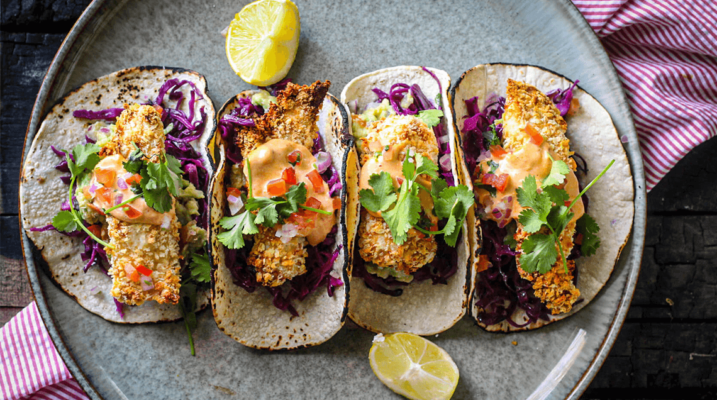 Crispy blue cod tacos.