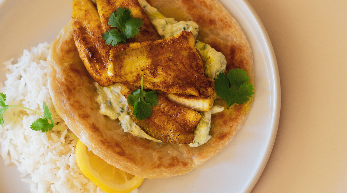 Spiced Fish, Roti & Tzatziki Harbour Fish Fresh Seafood Online
