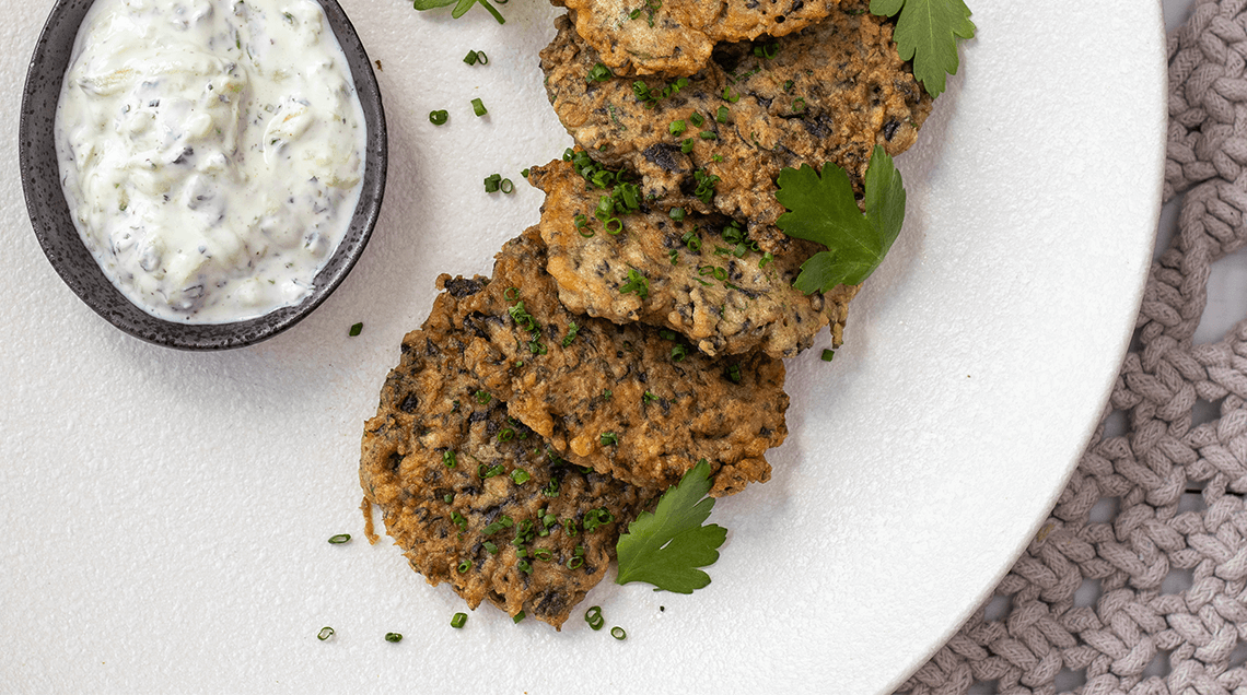 Paua Fritters with Cucumber & Mint Yoghurt | Harbour Fish