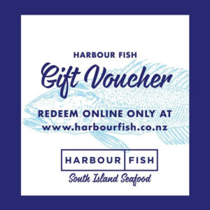 Harbour Fish online gift voucher — redeemable for fresh seafood at harbourfish.co.nz.